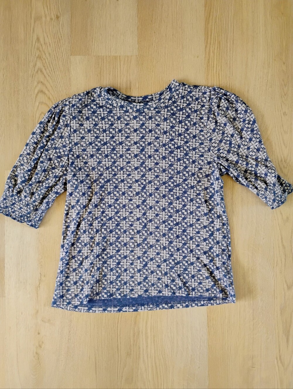 Lucky Brand Blue Floral Puff-Sleeve Blouse